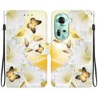 For OPPO Reno11 Global Crystal Texture Colored Drawing Leather Phone Case(Gold Butterfly Epiphyllum) - 1