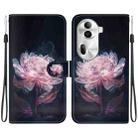 For OPPO Reno11 Pro 5G Global Crystal Texture Colored Drawing Leather Phone Case(Purple Peony) - 1