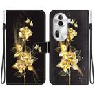 For OPPO Reno11 Pro 5G Global Crystal Texture Colored Drawing Leather Phone Case(Gold Butterfly Rose) - 1