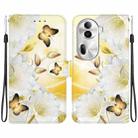 For OPPO Reno11 Pro 5G Global Crystal Texture Colored Drawing Leather Phone Case(Gold Butterfly Epiphyllum) - 1