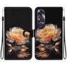 For OPPO A60 4G Crystal Texture Colored Drawing Leather Phone Case(Gold Peony) - 1