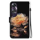 For OPPO A60 4G Crystal Texture Colored Drawing Leather Phone Case(Gold Peony) - 3