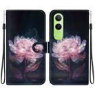 For OPPO K12x Crystal Texture Colored Drawing Leather Phone Case(Purple Peony) - 1