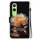 For OPPO K12x Crystal Texture Colored Drawing Leather Phone Case(Gold Peony) - 3