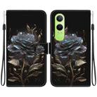 For OPPO K12x Crystal Texture Colored Drawing Leather Phone Case(Black Rose) - 1