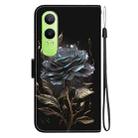 For OPPO K12x Crystal Texture Colored Drawing Leather Phone Case(Black Rose) - 3