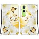 For OPPO K12x Crystal Texture Colored Drawing Leather Phone Case(Gold Butterfly Epiphyllum) - 1