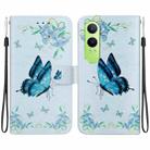 For OPPO K12x Crystal Texture Colored Drawing Leather Phone Case(Blue Pansies) - 1