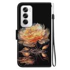 For OPPO Reno12 5G Global Crystal Texture Colored Drawing Leather Phone Case(Gold Peony) - 3