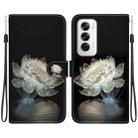 For OPPO Reno12 5G Global Crystal Texture Colored Drawing Leather Phone Case(Crystal Peony) - 1