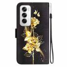 For OPPO Reno12 5G Global Crystal Texture Colored Drawing Leather Phone Case(Gold Butterfly Rose) - 3