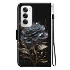 For OPPO Reno12 5G Global Crystal Texture Colored Drawing Leather Phone Case(Black Rose) - 3