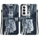 For OPPO Reno12 5G Global Crystal Texture Colored Drawing Leather Phone Case(Cat Tiger Reflection) - 1