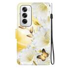 For OPPO Reno12 5G Global Crystal Texture Colored Drawing Leather Phone Case(Gold Butterfly Epiphyllum) - 3