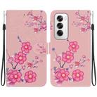 For OPPO Reno12 5G Global Crystal Texture Colored Drawing Leather Phone Case(Cherry Blossoms) - 1