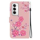 For OPPO Reno12 5G Global Crystal Texture Colored Drawing Leather Phone Case(Cherry Blossoms) - 3