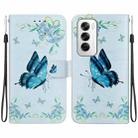 For OPPO Reno12 5G Global Crystal Texture Colored Drawing Leather Phone Case(Blue Pansies) - 1