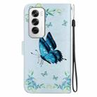 For OPPO Reno12 5G Global Crystal Texture Colored Drawing Leather Phone Case(Blue Pansies) - 3