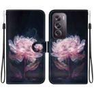 For OPPO Reno12 Pro 5G Global Crystal Texture Colored Drawing Leather Phone Case(Purple Peony) - 1