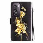 For OPPO Reno12 Pro 5G Global Crystal Texture Colored Drawing Leather Phone Case(Gold Butterfly Rose) - 3