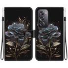 For OPPO Reno12 Pro 5G Global Crystal Texture Colored Drawing Leather Phone Case(Black Rose) - 1