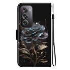 For OPPO Reno12 Pro 5G Global Crystal Texture Colored Drawing Leather Phone Case(Black Rose) - 3