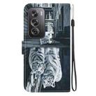 For OPPO Reno12 Pro 5G Global Crystal Texture Colored Drawing Leather Phone Case(Cat Tiger Reflection) - 3