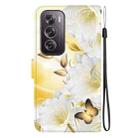 For OPPO Reno12 Pro 5G Global Crystal Texture Colored Drawing Leather Phone Case(Gold Butterfly Epiphyllum) - 3