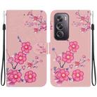 For OPPO Reno12 Pro 5G Global Crystal Texture Colored Drawing Leather Phone Case(Cherry Blossoms) - 1