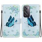 For OPPO Reno12 Pro 5G Global Crystal Texture Colored Drawing Leather Phone Case(Blue Pansies) - 1