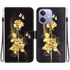 For OPPO A5x 5G / A3 4G / 5G / A3x 4G / 5G Crystal Texture Colored Drawing Leather Phone Case(Gold Butterfly Rose) - 1