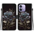 For OPPO A5x 5G / A3 4G / 5G / A3x 4G / 5G Crystal Texture Colored Drawing Leather Phone Case(Black Rose) - 1