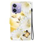 For OPPO A5x 5G / A3 4G / 5G / A3x 4G / 5G Crystal Texture Colored Drawing Leather Phone Case(Gold Butterfly Epiphyllum) - 3