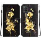 For Realme 8 5G Global Crystal Texture Colored Drawing Leather Phone Case(Gold Butterfly Rose) - 1