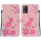 For Realme 8 5G Global Crystal Texture Colored Drawing Leather Phone Case(Cherry Blossoms) - 1