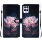 For Realme 8i Crystal Texture Colored Drawing Leather Phone Case(Purple Peony) - 1