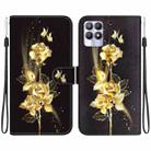 For Realme 8i Crystal Texture Colored Drawing Leather Phone Case(Gold Butterfly Rose) - 1