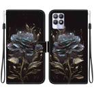 For Realme 8i Crystal Texture Colored Drawing Leather Phone Case(Black Rose) - 1