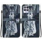 For Realme 8i Crystal Texture Colored Drawing Leather Phone Case(Cat Tiger Reflection) - 1