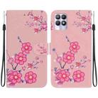 For Realme 8i Crystal Texture Colored Drawing Leather Phone Case(Cherry Blossoms) - 1