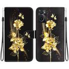 For Realme 9i / OPPO A76 4G Crystal Texture Colored Drawing Leather Phone Case(Gold Butterfly Rose) - 1