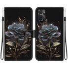 For Realme 9i / OPPO A76 4G Crystal Texture Colored Drawing Leather Phone Case(Black Rose) - 1