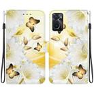 For Realme 9i / OPPO A76 4G Crystal Texture Colored Drawing Leather Phone Case(Gold Butterfly Epiphyllum) - 1