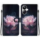 For Realme 10 Pro+ Crystal Texture Colored Drawing Leather Phone Case(Purple Peony) - 1