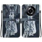 For Realme Narzo 60 Indian Crystal Texture Colored Drawing Leather Phone Case(Cat Tiger Reflection) - 1
