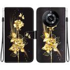 For Realme 11 Pro 5G / 11 Pro+ Crystal Texture Colored Drawing Leather Phone Case(Gold Butterfly Rose) - 1