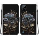 For Realme C20 / C11 2021 Crystal Texture Colored Drawing Leather Phone Case(Black Rose) - 1