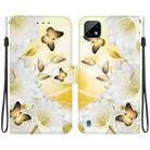 For Realme C20 / C11 2021 Crystal Texture Colored Drawing Leather Phone Case(Gold Butterfly Epiphyllum) - 1