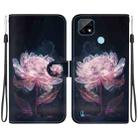 For Realme C21 Crystal Texture Colored Drawing Leather Phone Case(Purple Peony) - 1