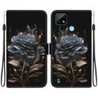 For Realme C21 Crystal Texture Colored Drawing Leather Phone Case(Black Rose) - 1